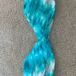 Blue, tie dye bandeau bikini top